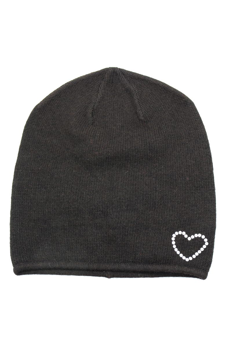 Portolano Crystal Heart Beanie, Main, color, Dark Brown