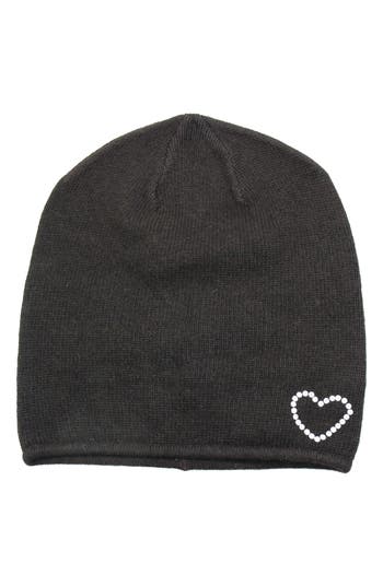 Portolano Crystal Heart Beanie In Black