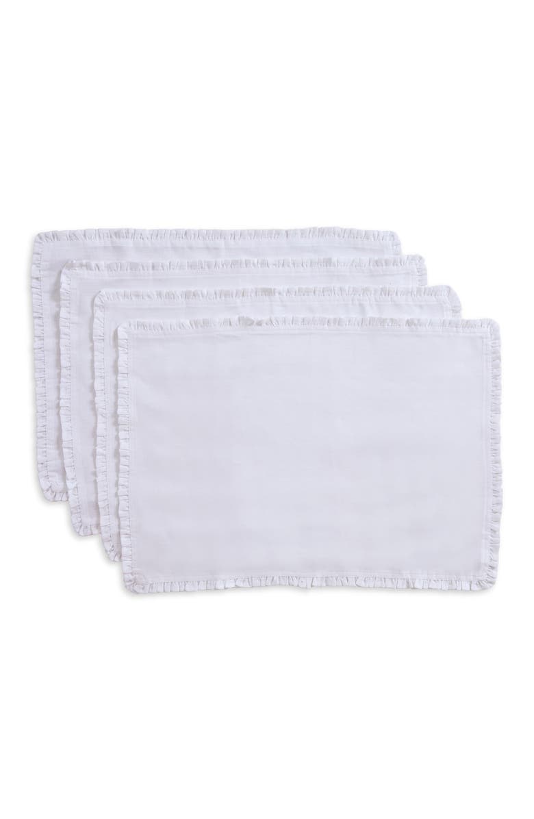 Solino Home Linen Placemats - Juliette Ruffle, 14" x 19" Inch, Main, color, White