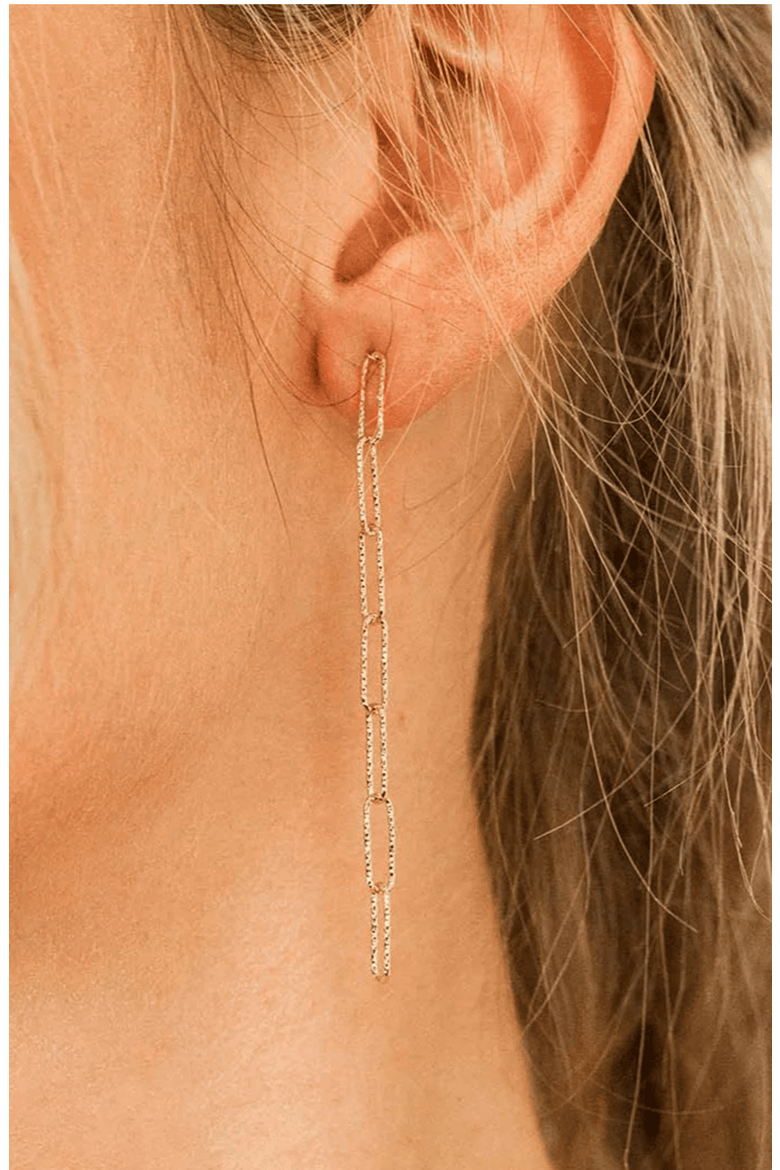 18k Gold Plated Sterling Silver Sinai Textured Chain Earrings Gift Idea, Alternate, color, Gold