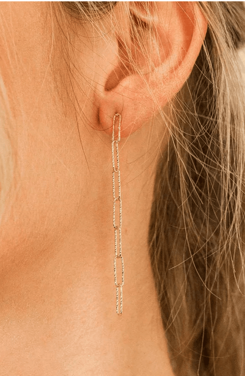 Bearfruit Jewelry 18k Gold Plated Sterling Silver Sinai Textured Chain Earrings Holiday Gift Idea, Alternate, color, Gold