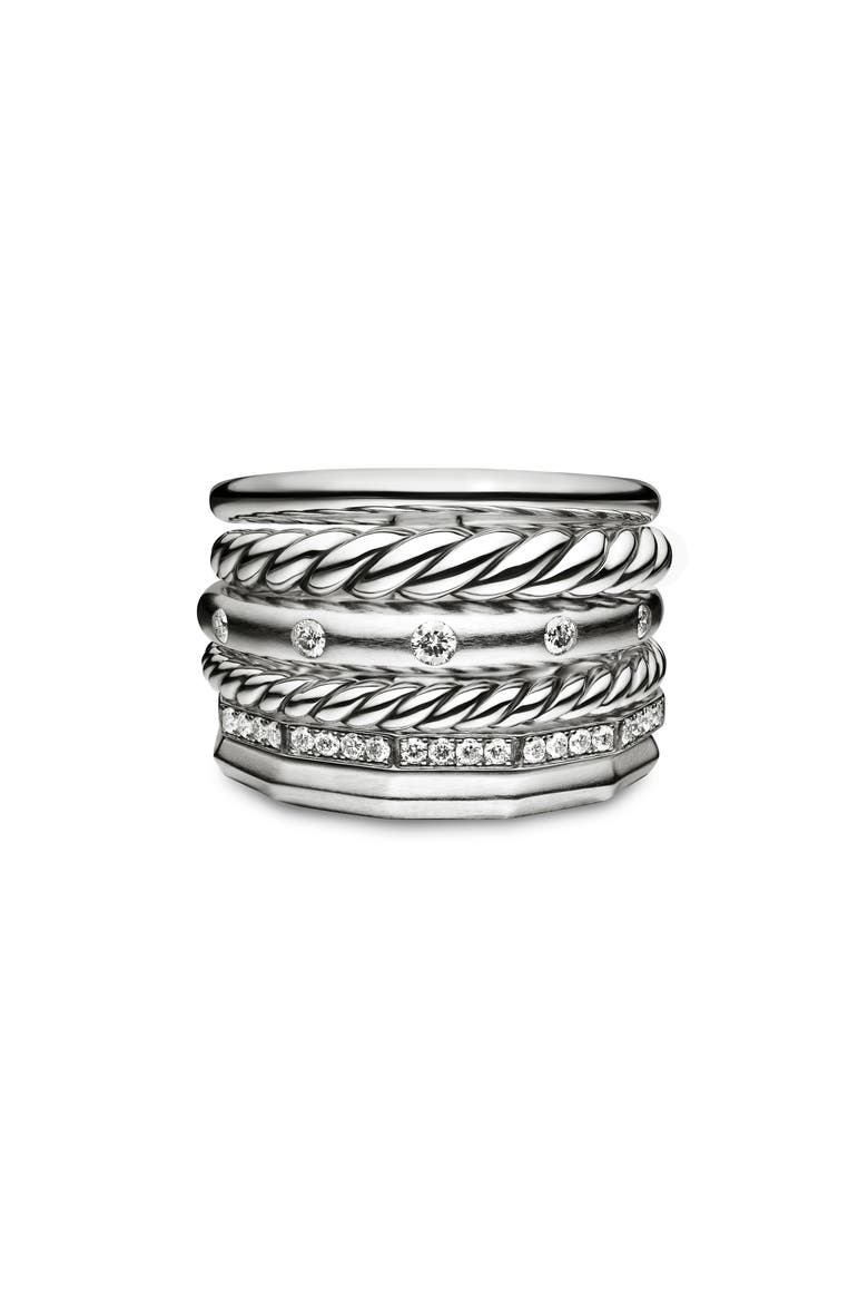 Stax Wide Diamond Ring, Main, color, SILVER