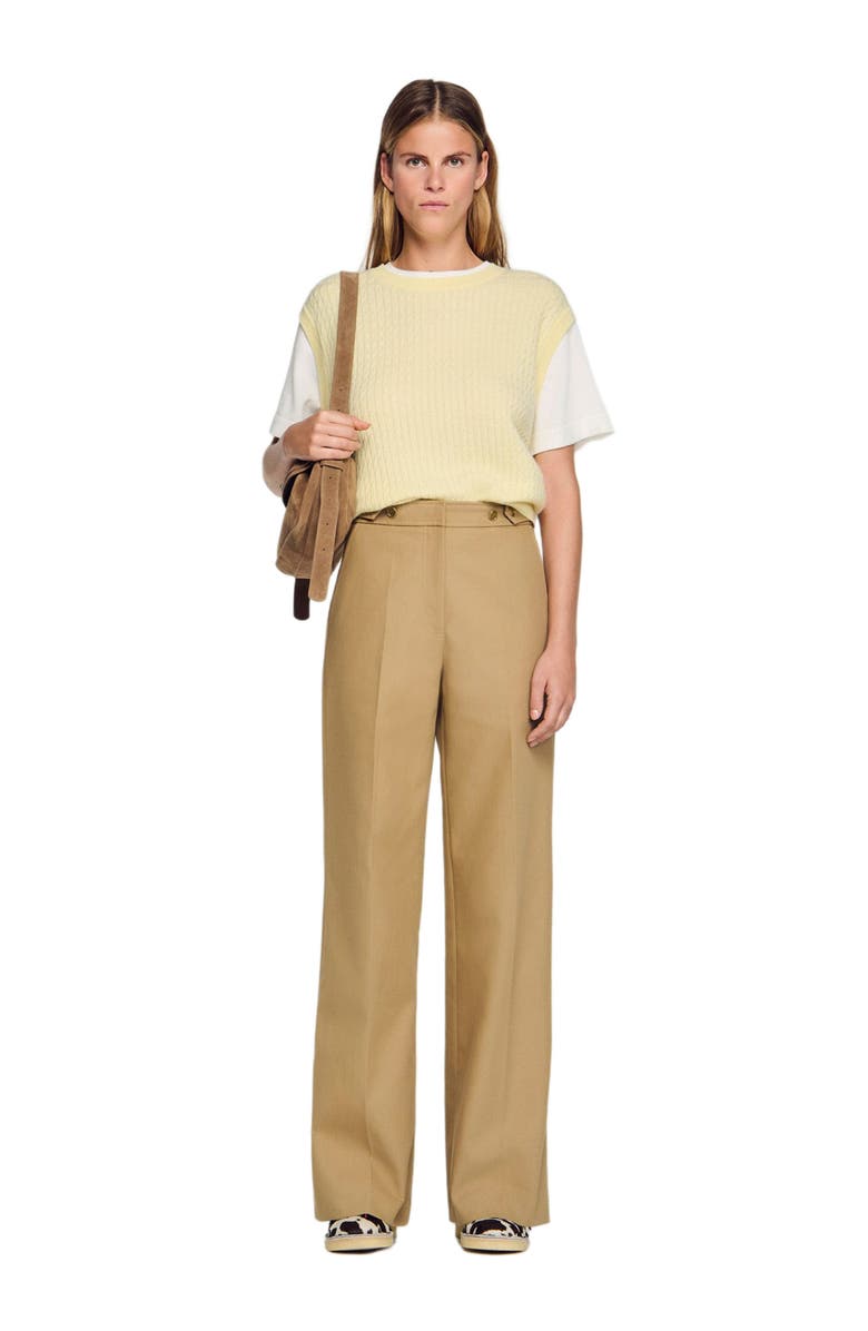 SANDRO Cotton suit trousers, Alternate, color, Beige