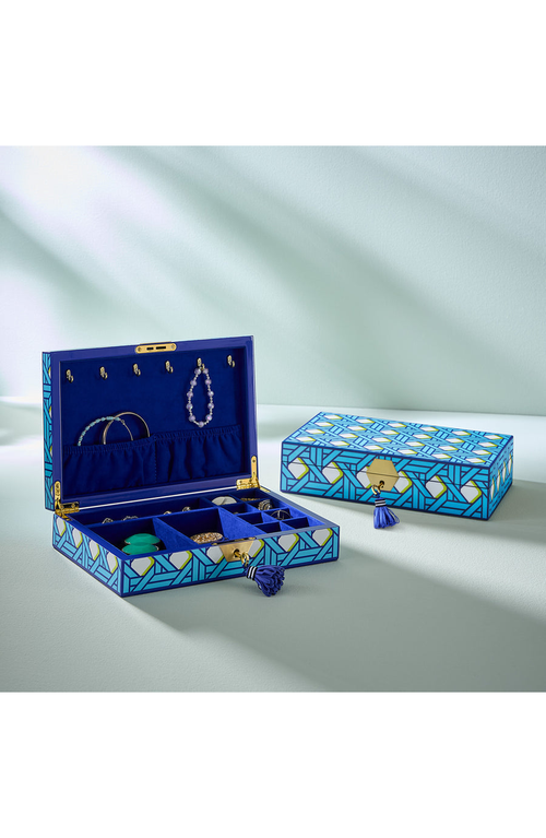 Jonathan Adler Basketweave Lacquer Jewelry Box In Blue
