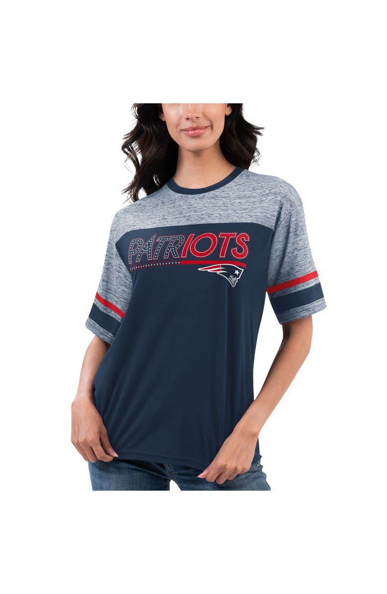 G-III 4HER BY CARL BANKS Women's G-III 4Her by Carl Banks Navy New England Patriots Track T-Shirt, Alternate, color,