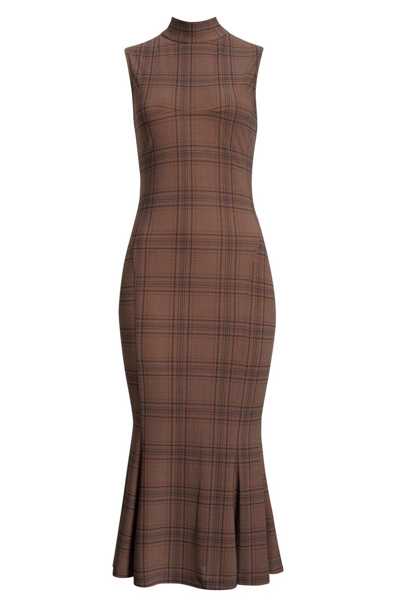 ASTR the Label Leigha Plaid Mock Neck Midi Dress, Main, color, Brown Plaid