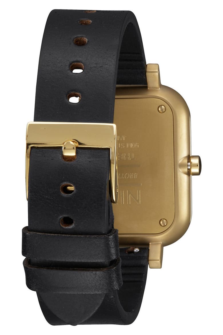 'Ragnar' Leather Strap Watch, 40mm, Alternate, color, BLACK/ BLACK