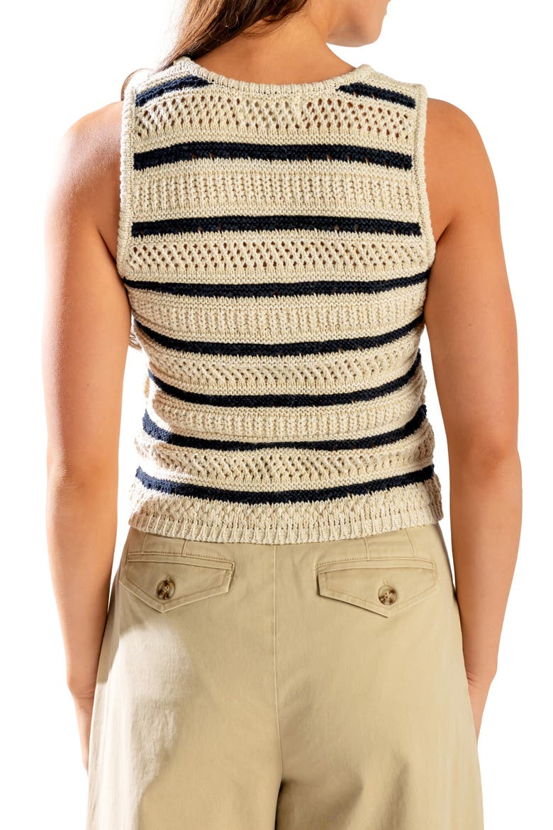 Striped Button Front Knit Vest, Alternate, color, NATURAL