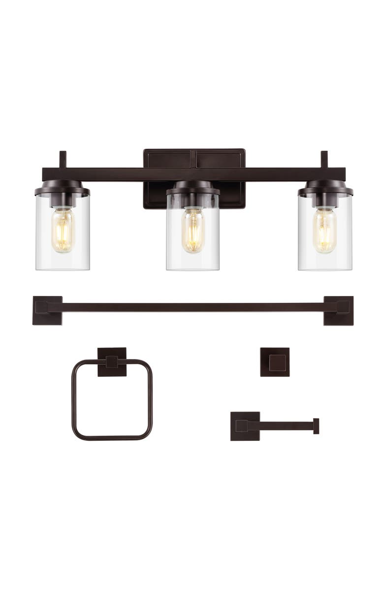 JONATHAN Y Liam 23.25" 3-Light Farmhouse Industrial Vanity Light with Bathroom Hardware Accessory Set, Main, color,