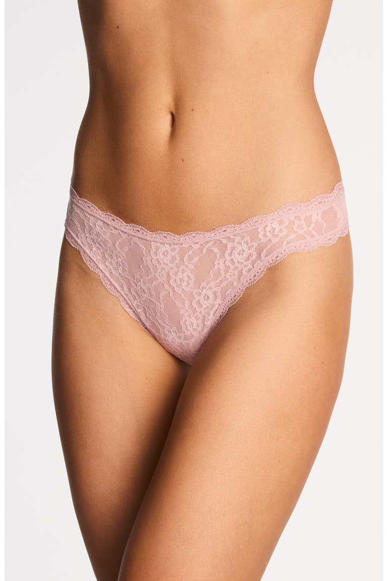 Effortlessly Lace Thong, Alternate, color, BLUSH PINK