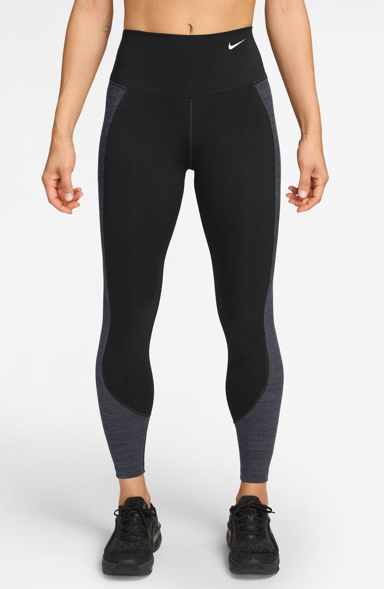 Nike Dri-FIT High Waist 7/8 Leggings, Main, color, Black/ Dark Shadow/ White