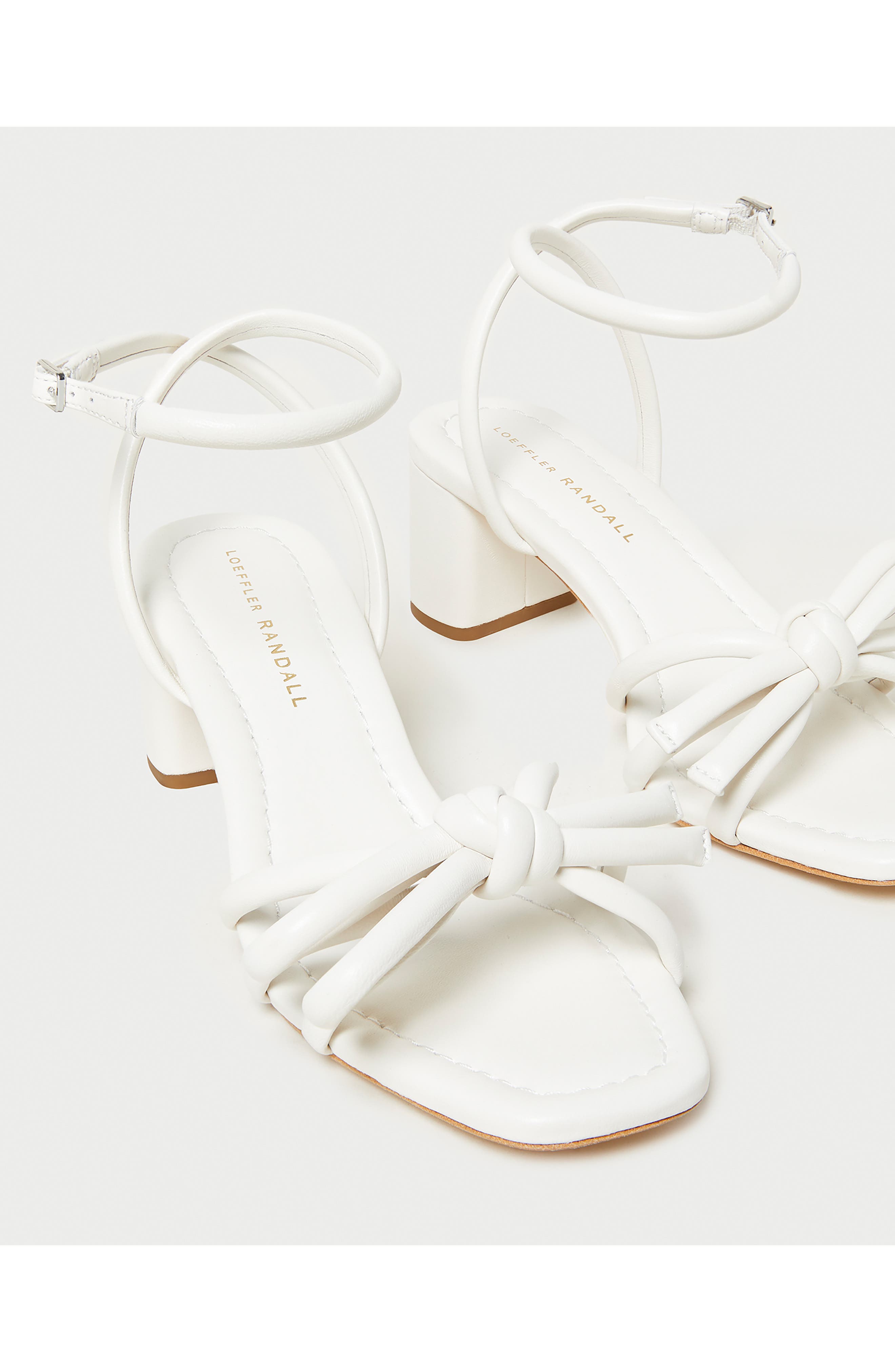 Loeffler Randall Mikel Leather Bow Sandal, Alternate, color, White