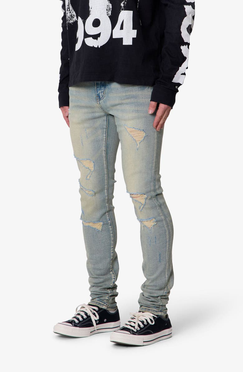 mnml Distressed Skinny Jeans, Alternate, color, Vintage Blue