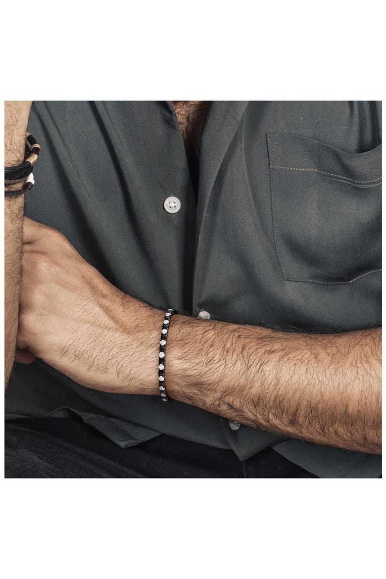 Men's Sterling Silver Lab Created Sapphire Bracelet, Alternate, color, BLACK