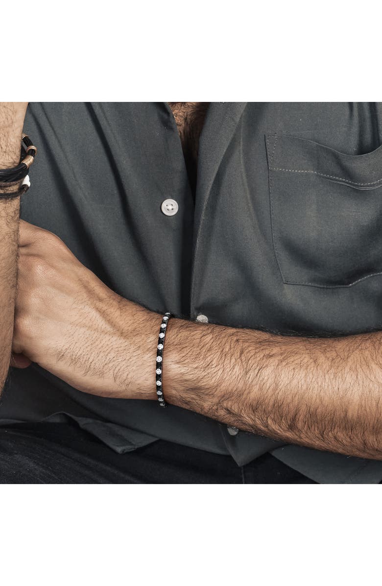 DELMAR Men's Sterling Silver Lab Created Sapphire Bracelet, Alternate, color, Black