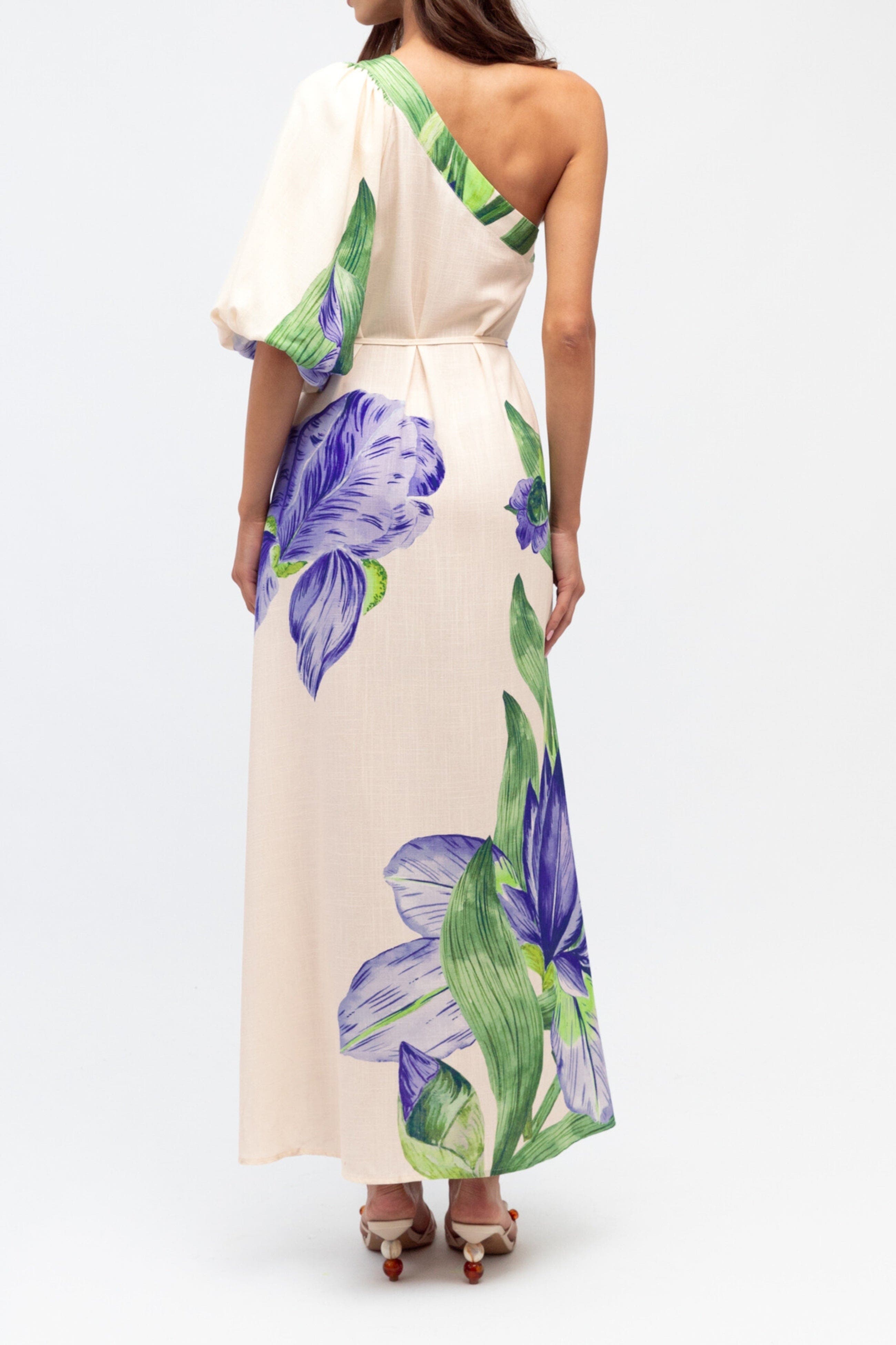 white del maar floral one shoulder maxi dress One Shoulder Maxi Dress Sweet Iris (Women)