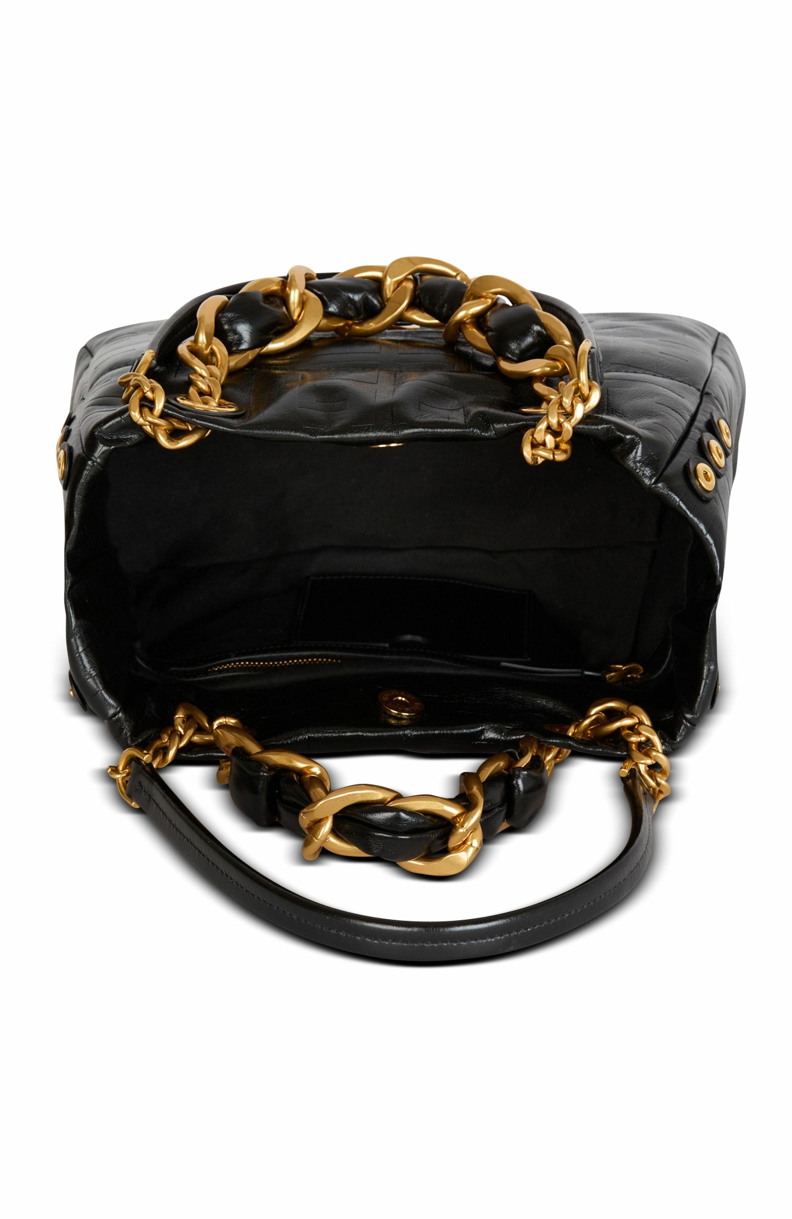 Balmain Small 1945 Soft Tote Bag In Crackled Calfskin, Alternate, color, 