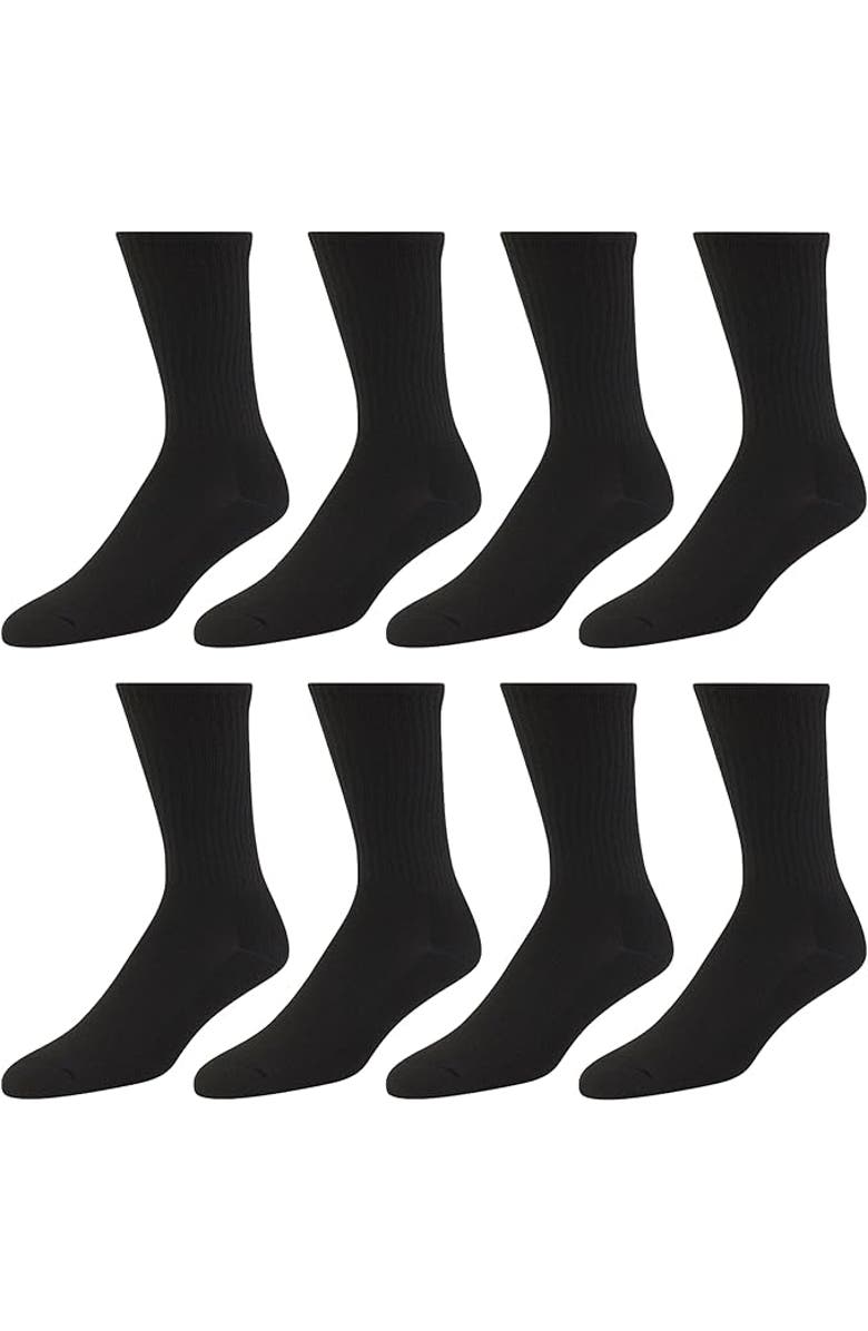 True Religion 8 Pairs Premium Athletic Crew Socks, Alternate, color, Black