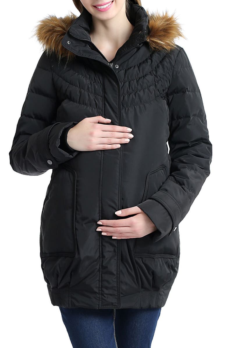 Kimi and Kai Arlo Water Resistant Down Maternity Parka with Baby Carrier Cover Inset, Main, color,