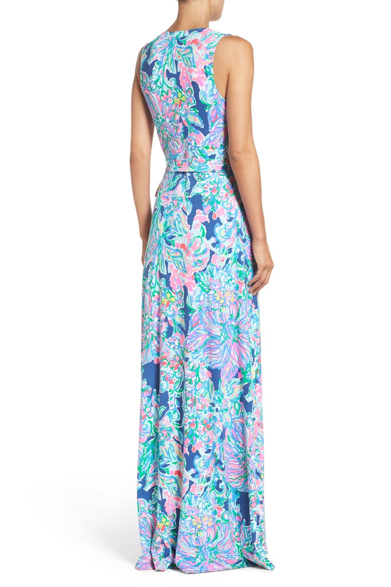 Delfina Wrap Maxi Dress, Alternate, color, INDIGO