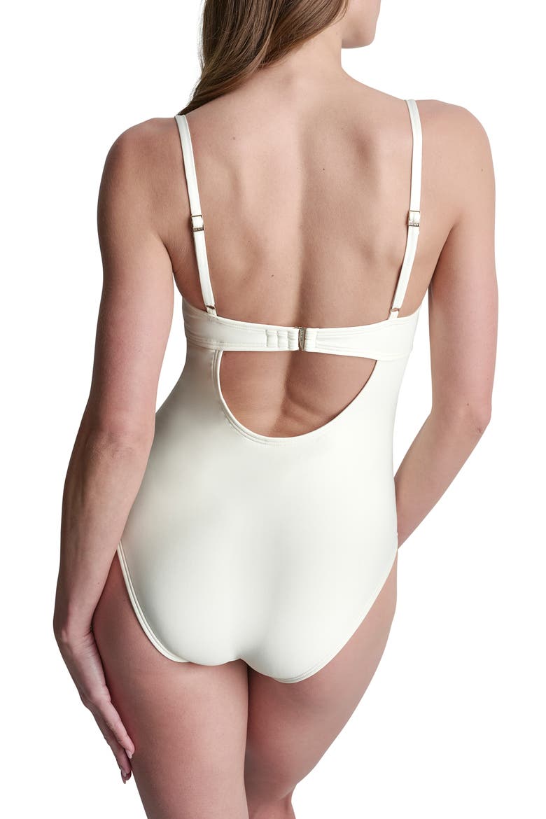 Keyhole Twist One-Piece Swimsuit, Alternate, color, OFF WHITE