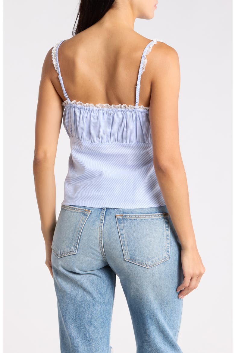 Lace Trim Stripe Cotton Camisole, Alternate, color, BLUE IVORY STRIPE