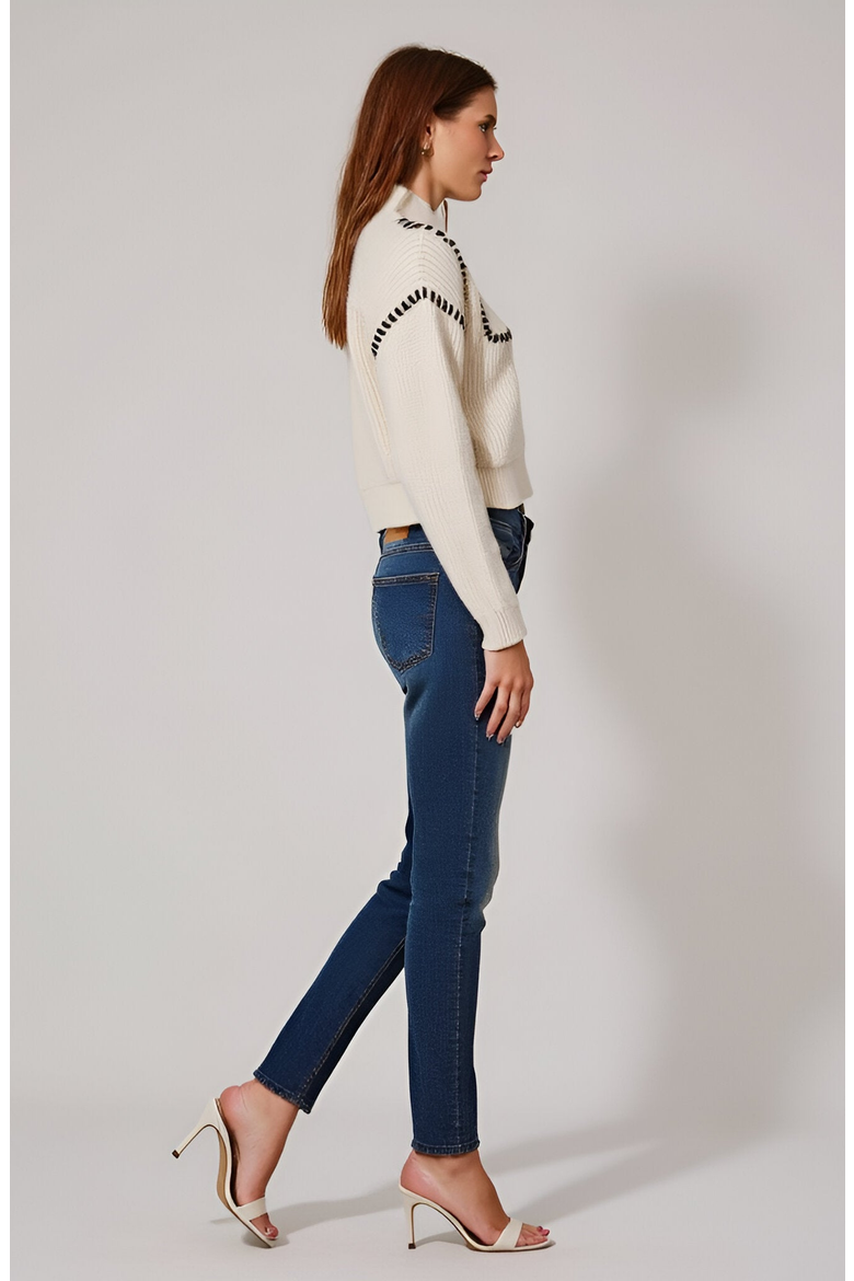 Cropped Sweater with Whipstitch Detail, Alternate, color, Cream