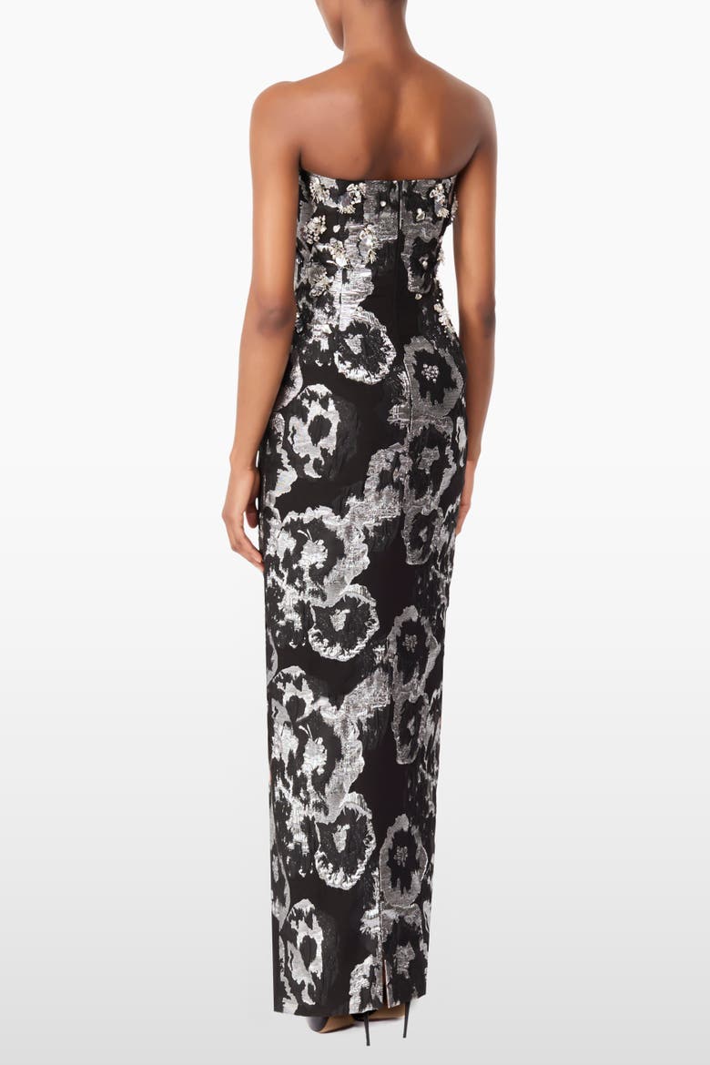Jasmine Floral-Jacquard Maxi Dress, Alternate, color, Liquorice
