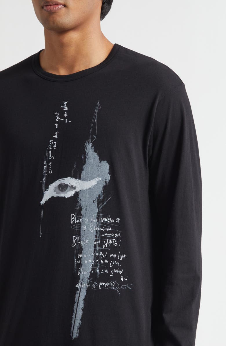 Yohji Yamamoto Long Sleeve Graphic T-Shirt, Alternate, color, Black