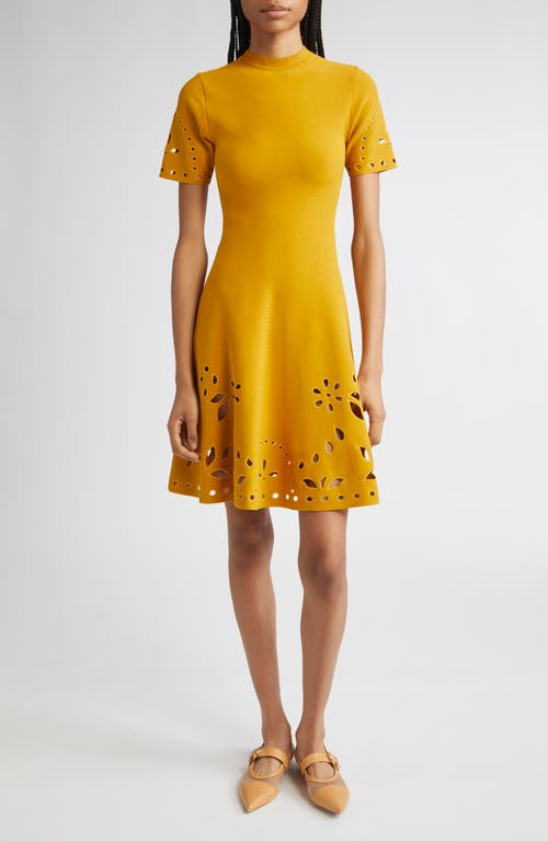 Ulla Johnson Fanna Eyelet Detail Knit Minidress In Yellow