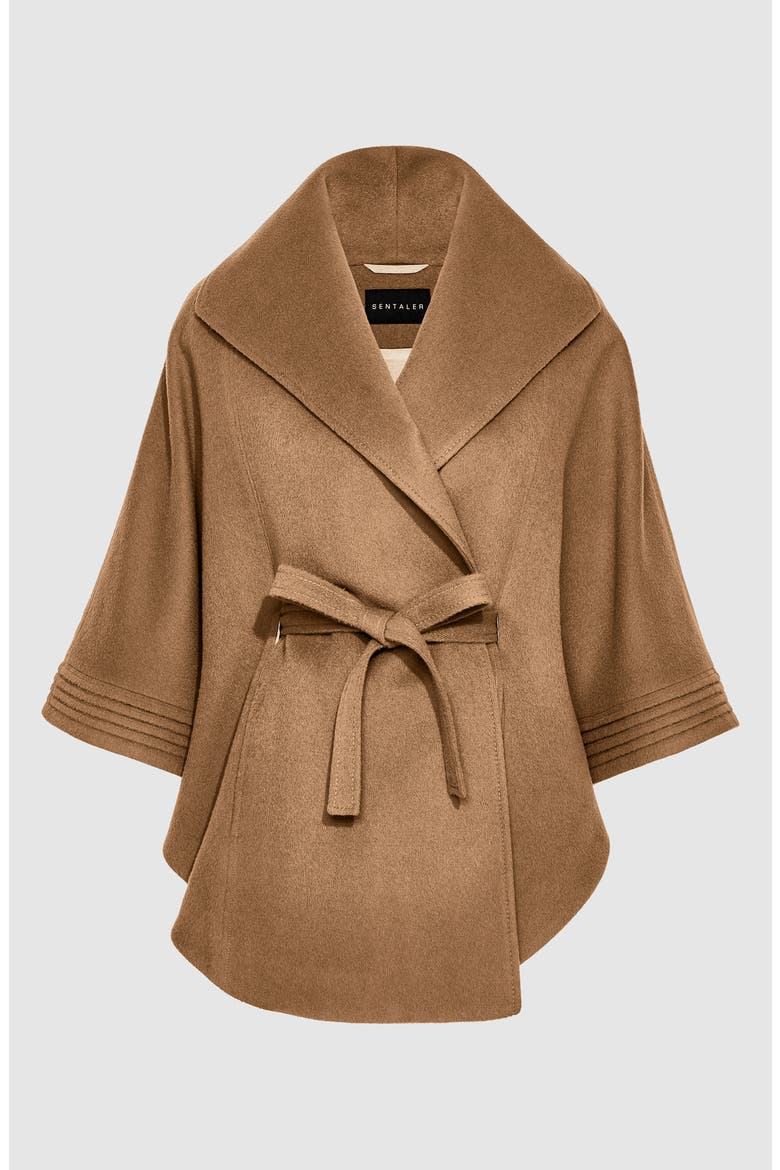 Baby Alpaca & Wool Cape, Alternate, color, BROWN