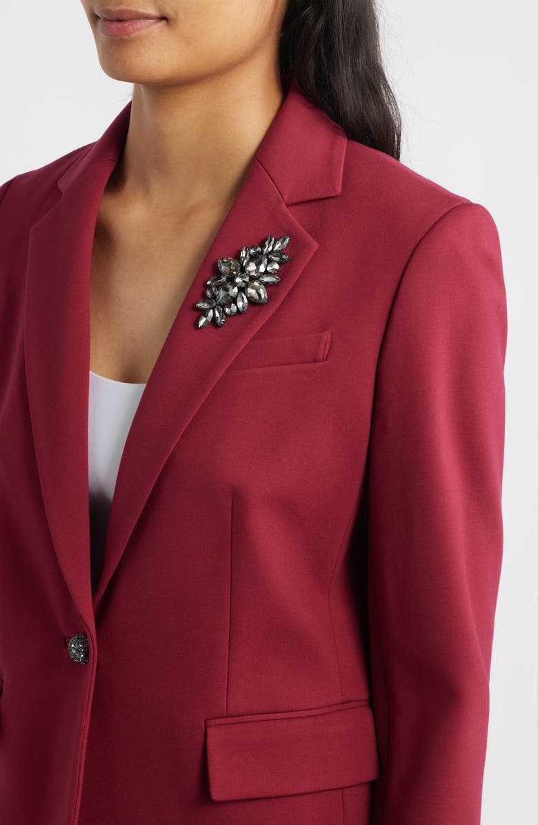Anne Klein Rhinestone One-Button Blazer, Alternate, color, Ruby Red