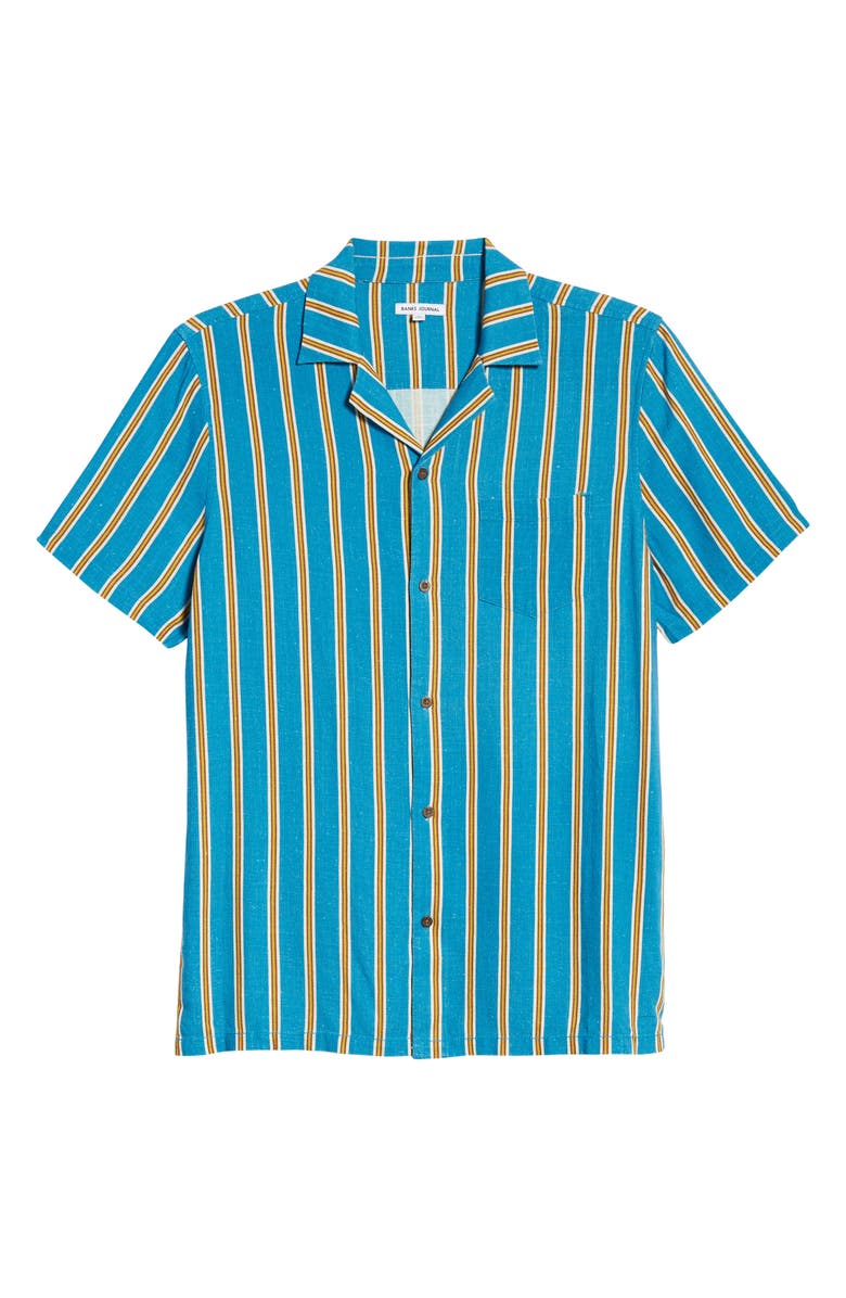 Banks Journal Drop Stripe Short Sleeve Button-Up Camp Shirt, Alternate, color,