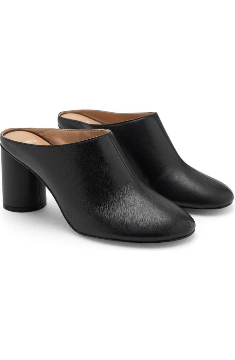 MANGO Leather Clog, Main, color, Black