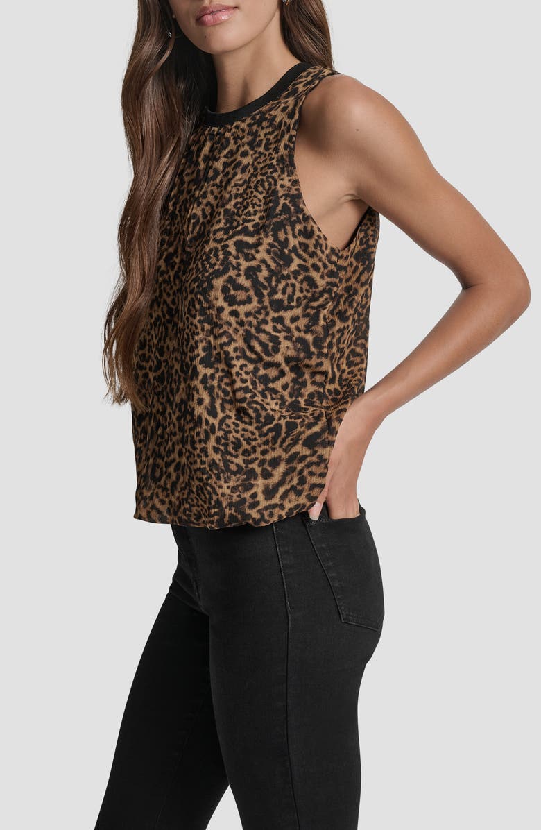 DKNY Print Sleeveless Chiffon Bubble Top, Alternate, color, Compact Cheetah