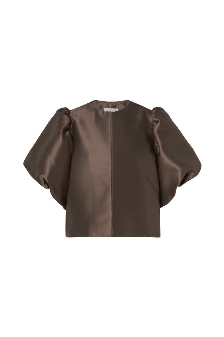 Cleo Pouf Balloon Sleeve Blouse, Alternate, color, Chocolate