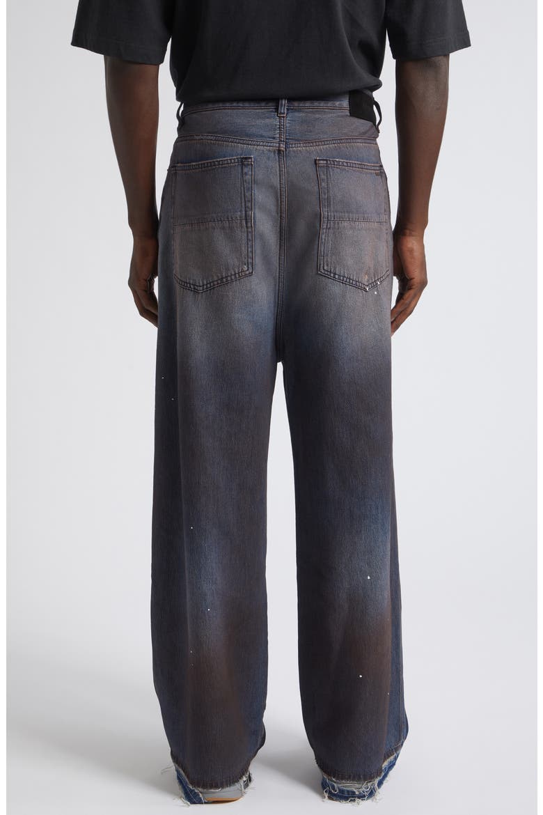 Faded Fray Hem Wide Leg Carpenter Jeans, Alternate, color, DARK DUST
