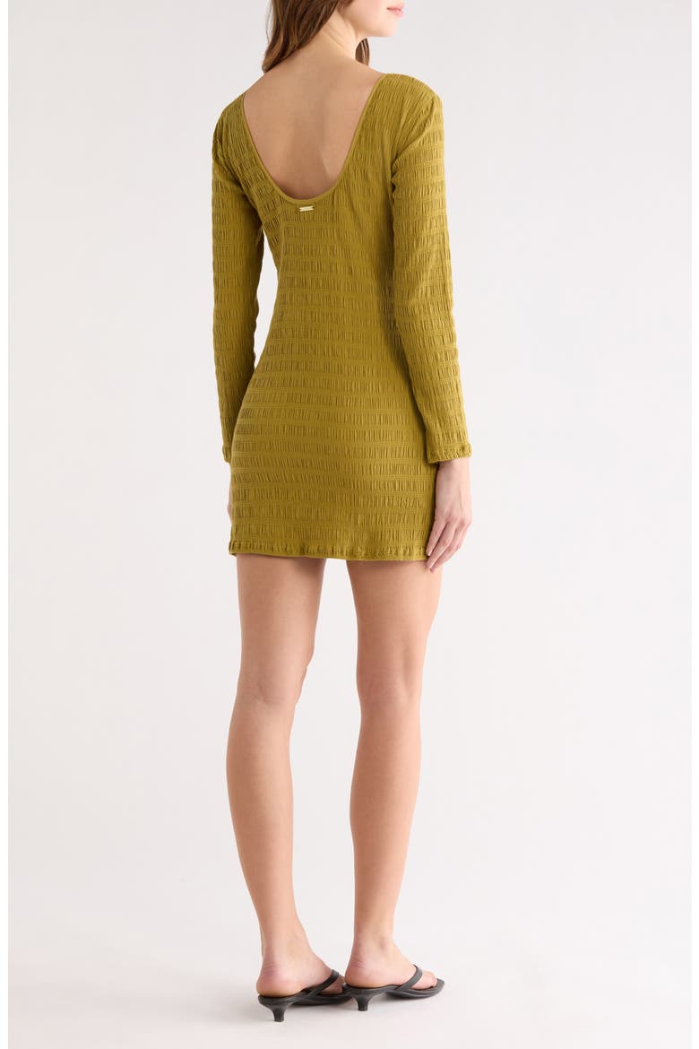 Dream Life Long Sleeve Pucker Knit Minidress, Alternate, color, MOSS