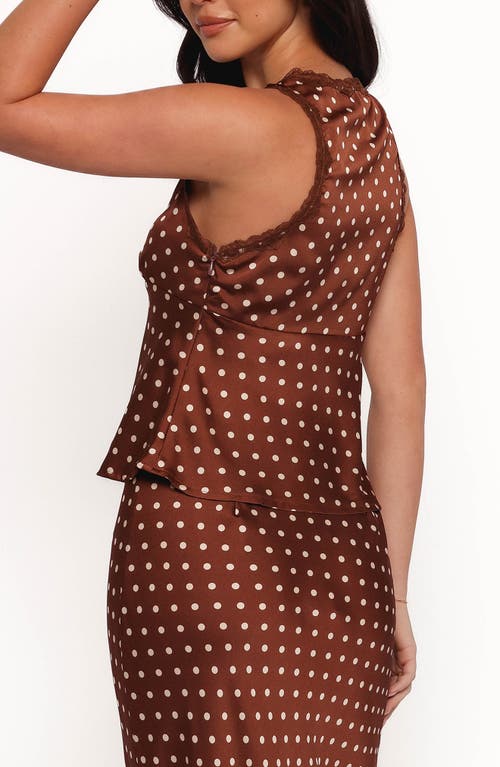 Petal And Pup Petal & Pup Kelso Polka Dot Lace Trim Satin Tank In Brown