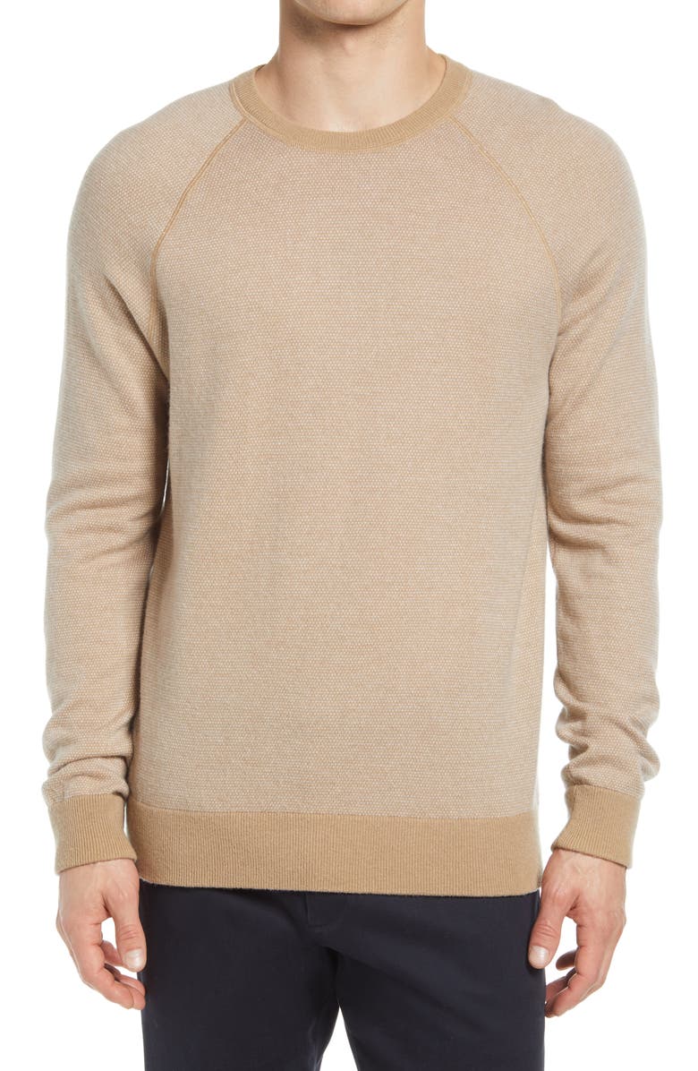 Vince Bird's Eye Wool & Cashmere Pullover, Main, color, New Camel/ Pearl