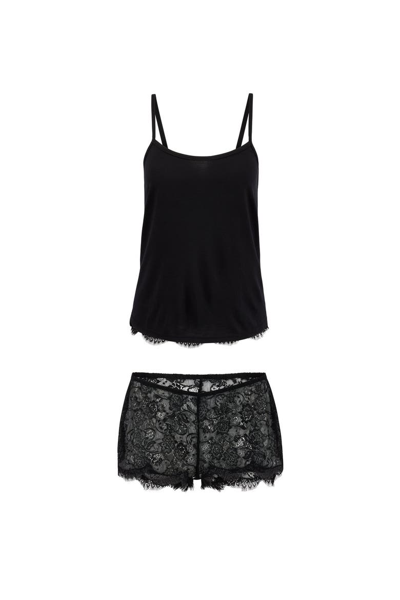 Reign Cami & Short Set Lingerie, Alternate, color, Black