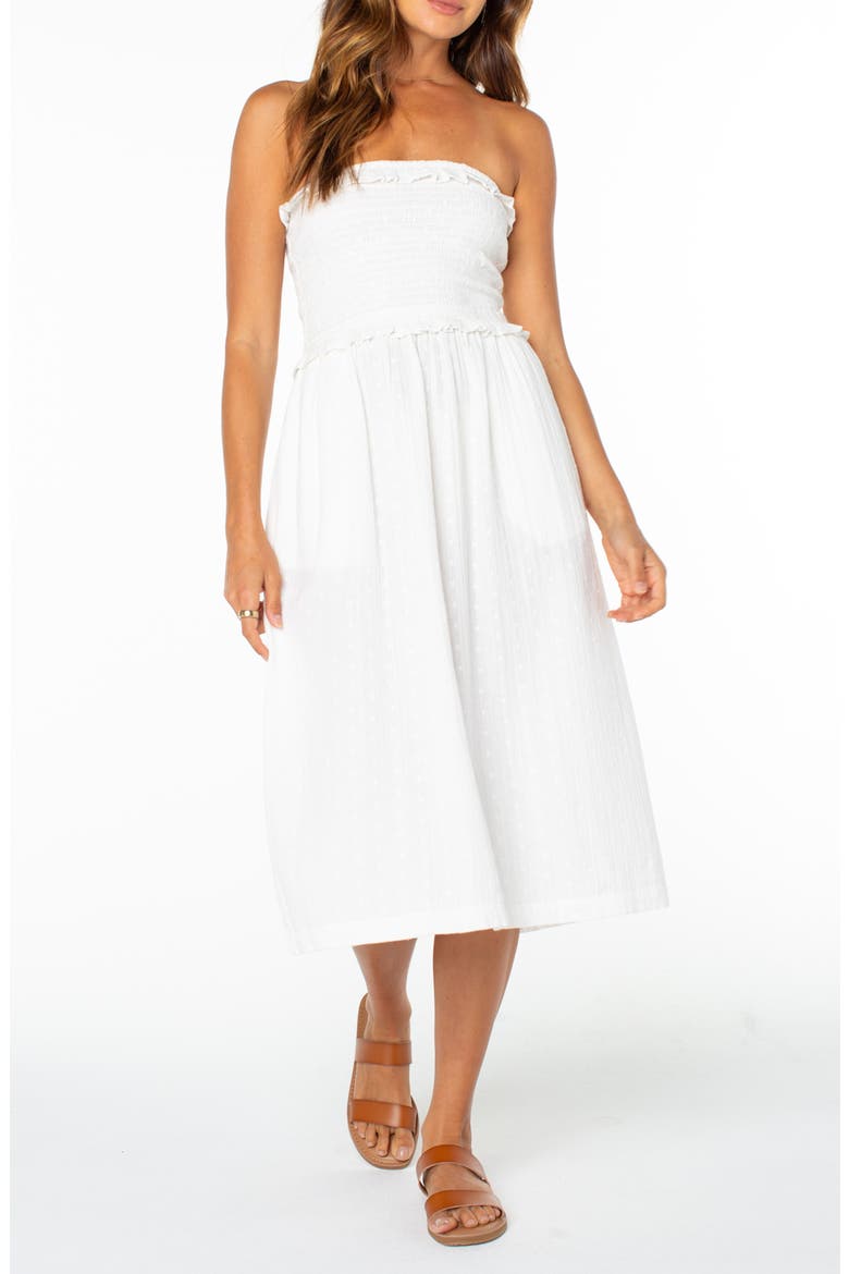 Avalon Strapless Midi Dress, Main, color, CLOUD DANCER