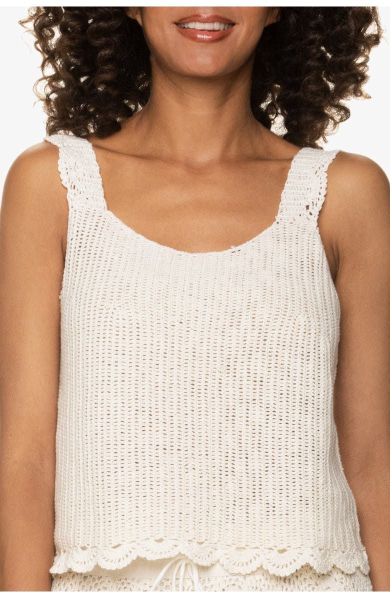 HELEN JON Scallop Crochet Tank, Main, color, Ivory Crochet