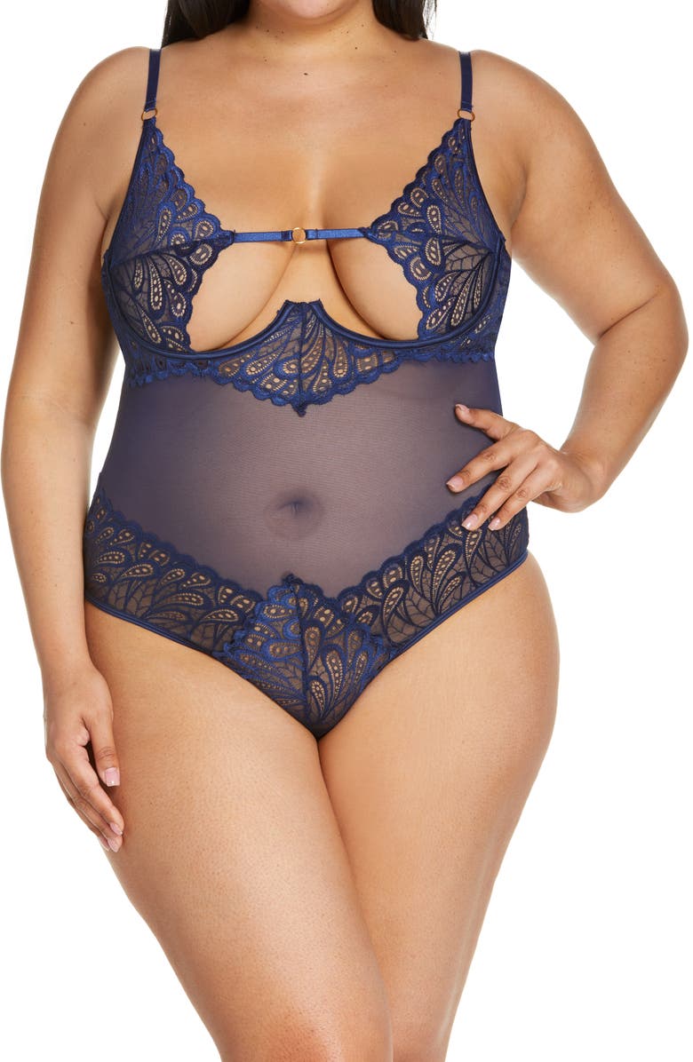 Oh La La Cheri Open Cup Underwire Teddy, Main, color, 