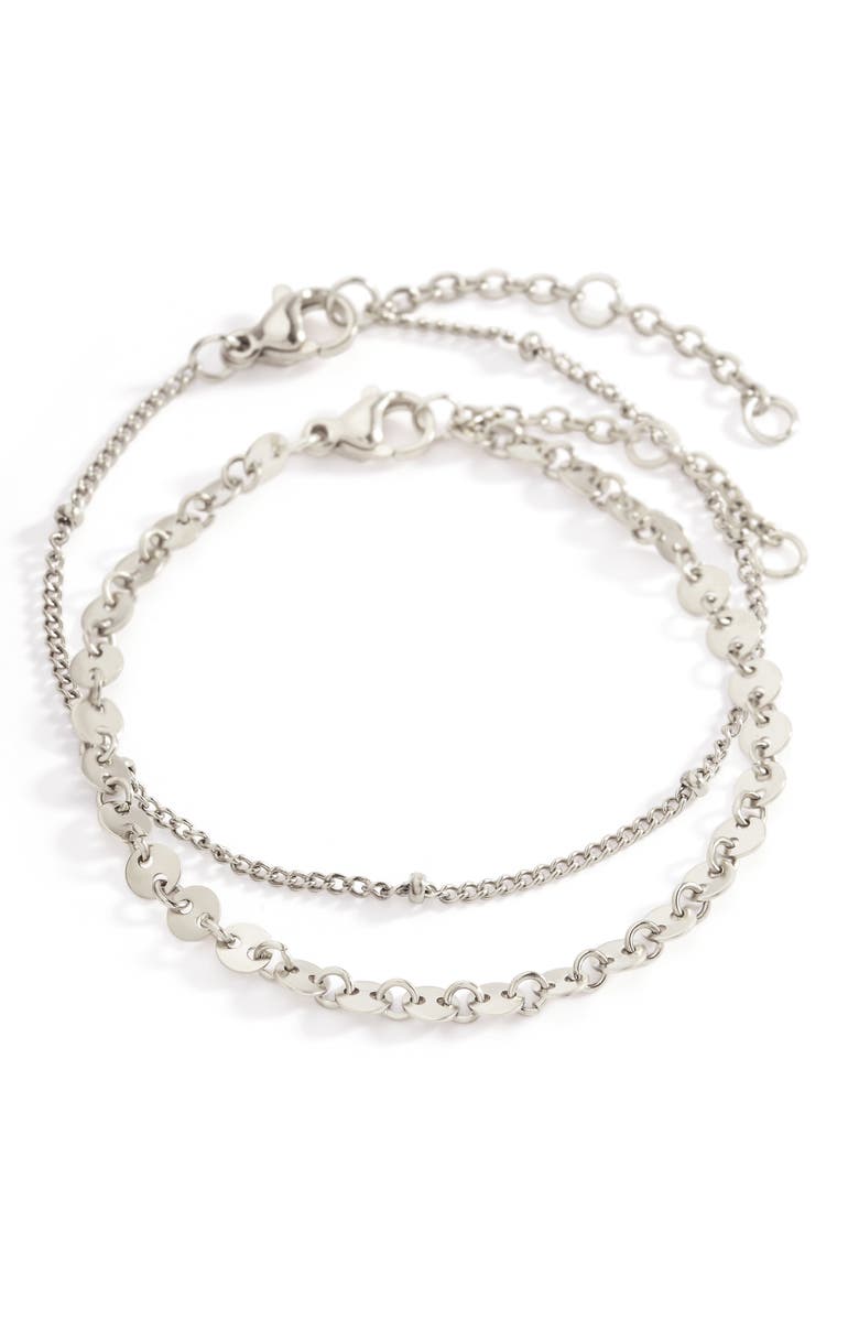 Mint & Lily Poppy Stacking Bracelet Set, Main, color, Silver