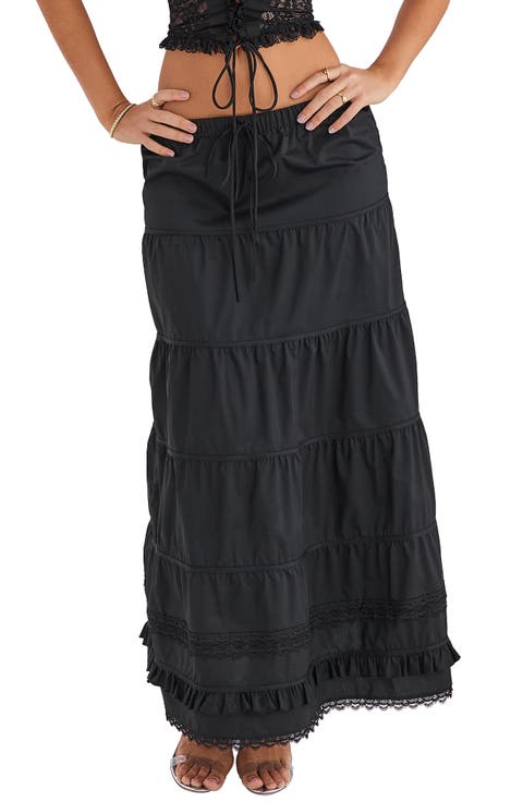 Tiered Drawstring Maxi Skirt