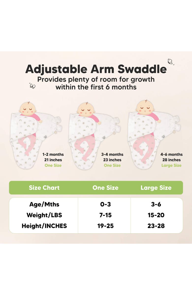 KeaBabies 3-Pack Soothe Swaddle Wraps with Knot Hats, Alternate, color, Shifts