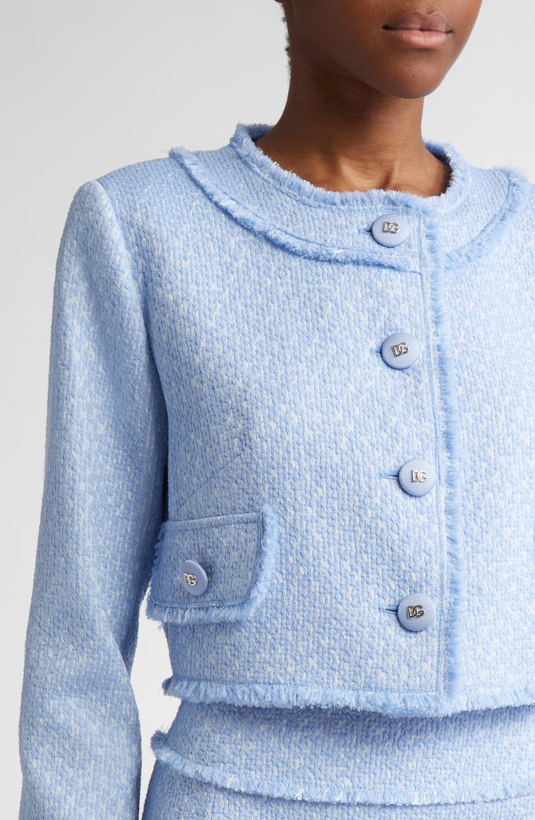 Dolce&Gabbana Houndstooth Check Short Wool Blend Jacket, Alternate, color, Glicine Viola Chiari