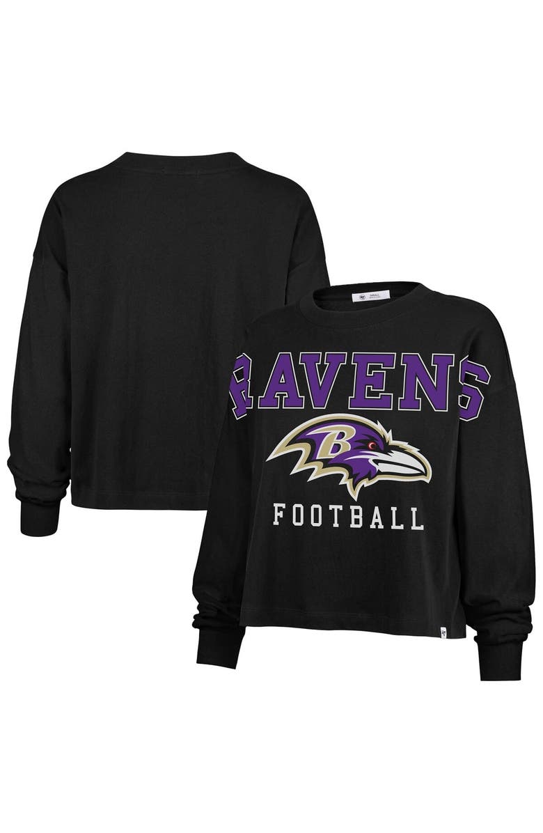 '47 Women's '47 Black Baltimore Ravens Outreach City Oversized Long Sleeve T-Shirt, Main, color,