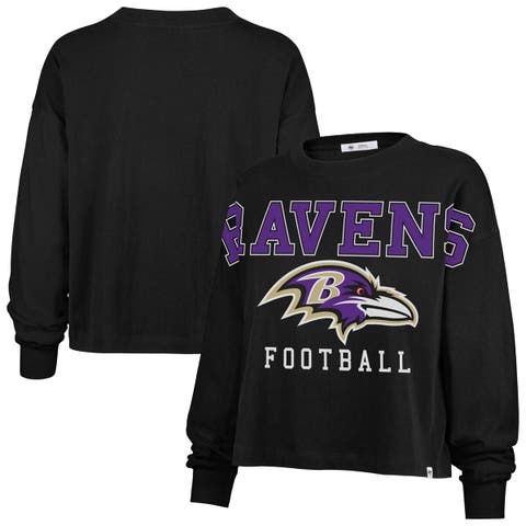 Women's '47 Black Baltimore Ravens Outreach City Oversized Long Sleeve T-Shirt